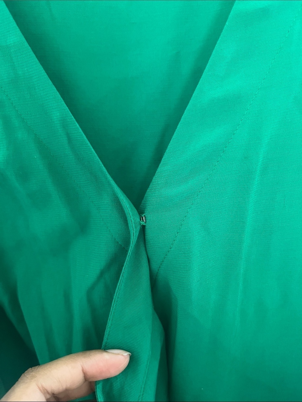 LOFT Emerald Green Wrap Blouse with Flutter Sleeves - Picture 4 of 4